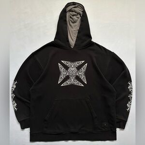 Y2K Randy River R2 Tribal Cross Baggy Streetwear Hoodie